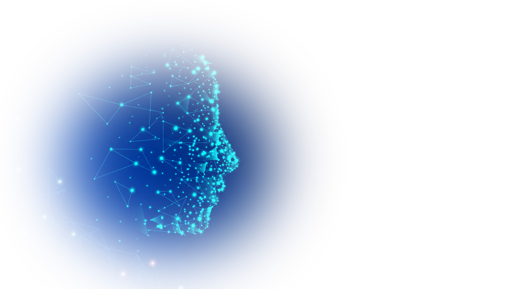 Glowing AI neural network face